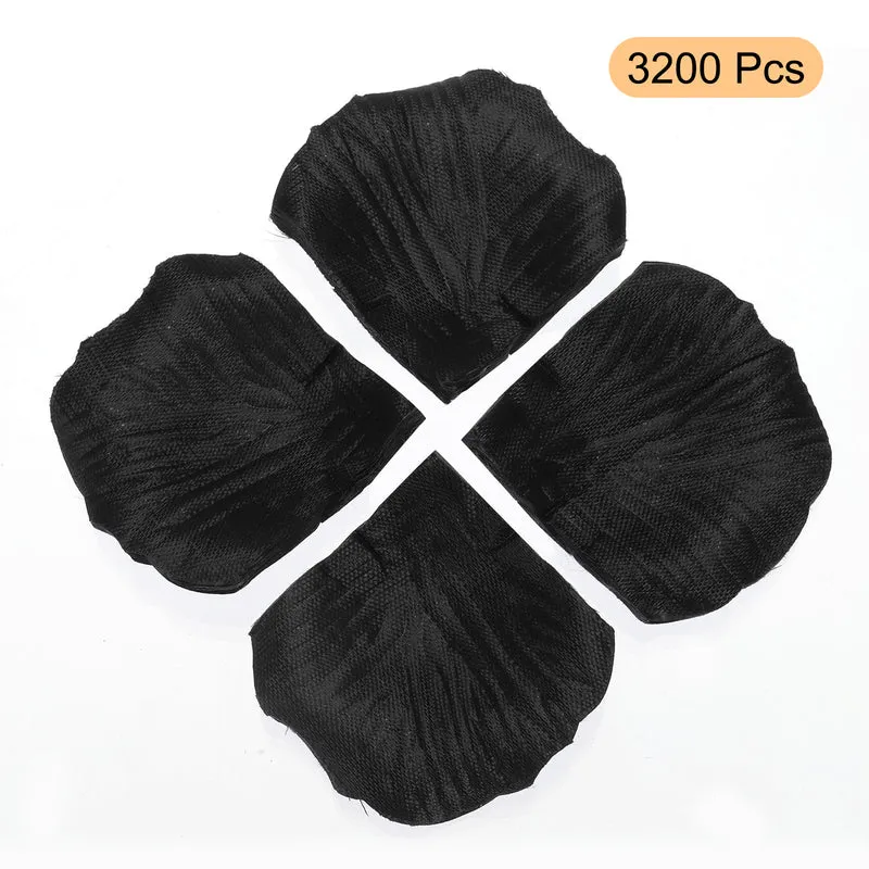 3200Pcs Silk Artificial Flower Rose Petals, Black Faux Flowers 2x2 Inch