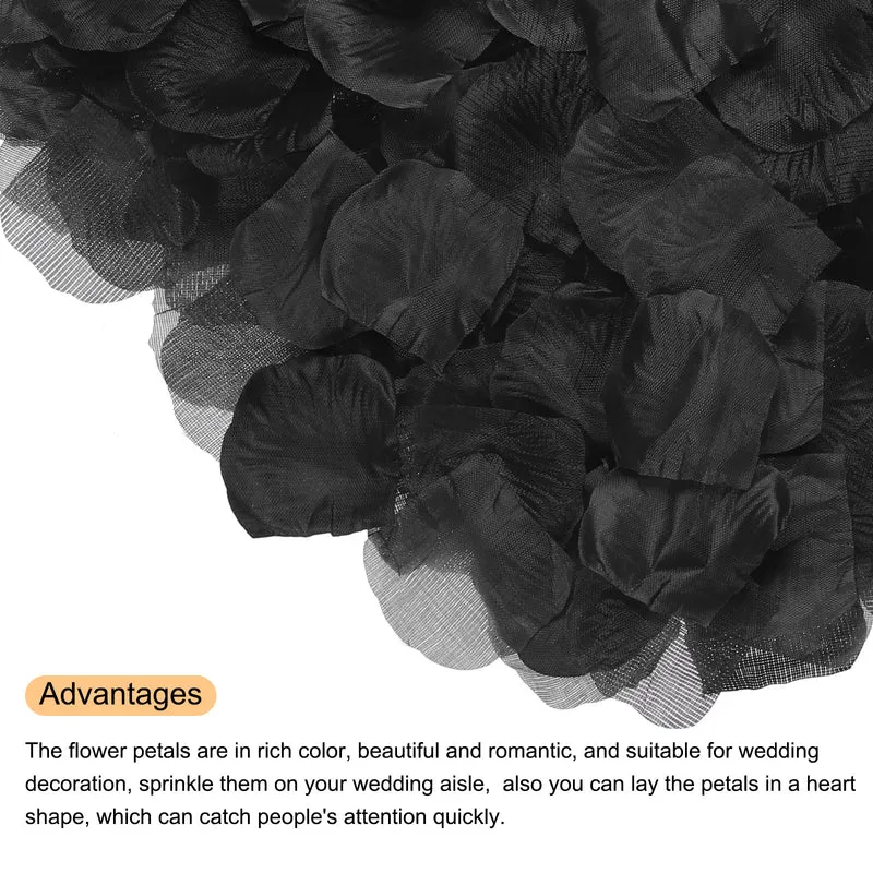 3200Pcs Silk Artificial Flower Rose Petals, Black Faux Flowers 2x2 Inch