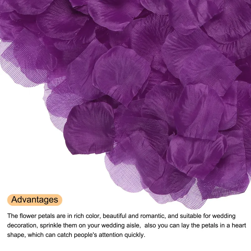 Silk Artificial Flower Rose Petals, Dark Purple Faux Flowers 2x2 Inch 3200Pcs