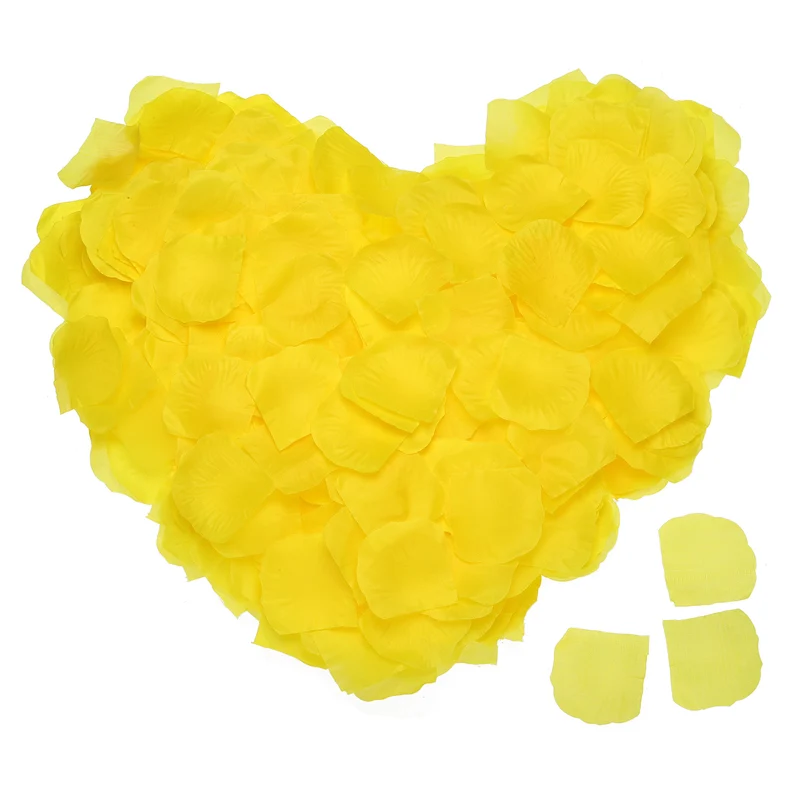 Silk Artificial Flower Rose Petals, Yellow Faux Flowers 2x2 Inch 3200Pcs