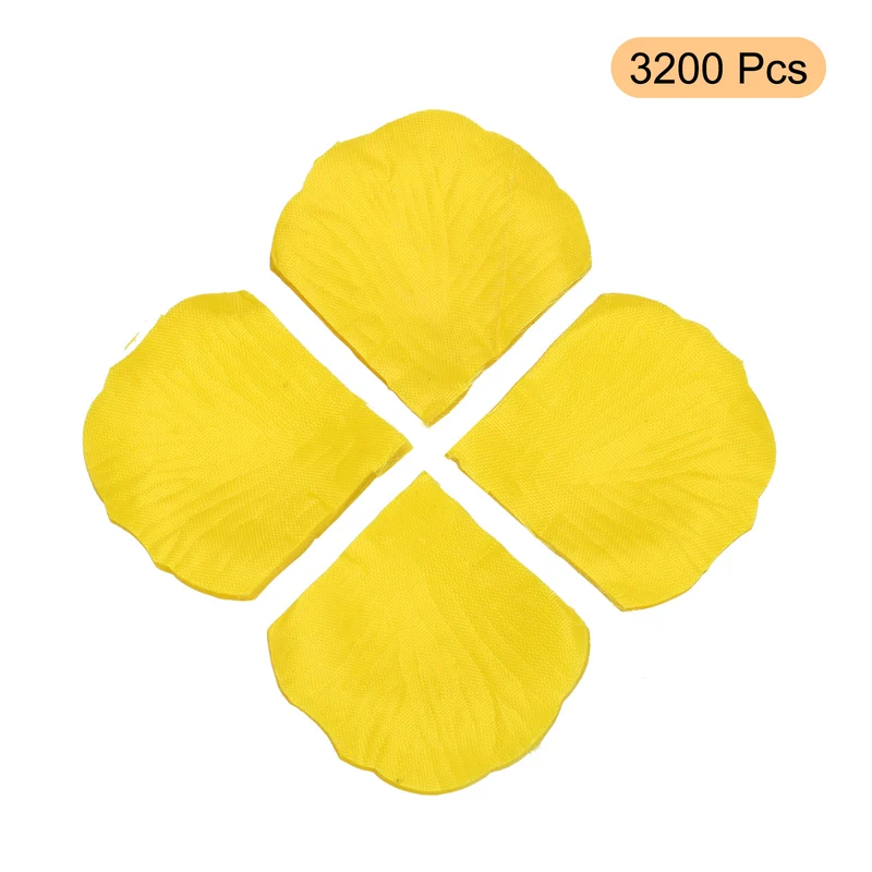 Silk Artificial Flower Rose Petals, Yellow Faux Flowers 2x2 Inch 3200Pcs