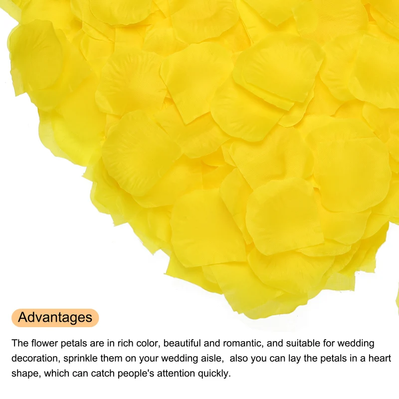 Silk Artificial Flower Rose Petals, Yellow Faux Flowers 2x2 Inch 3200Pcs
