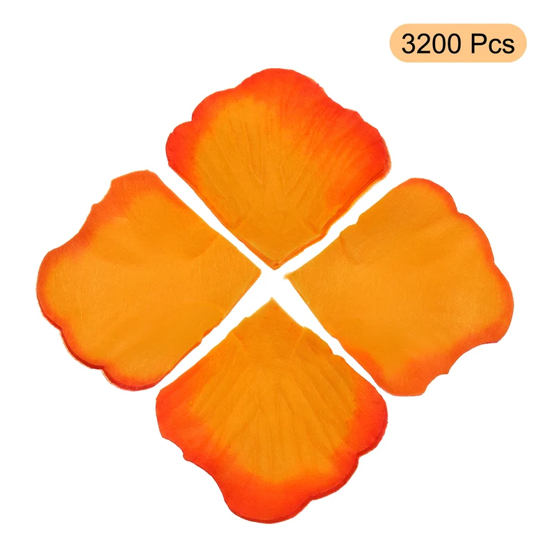 Silk Artificial Flower Rose Petals, Yellow, Orange Faux Flowers 2x2 Inch 3200Pcs