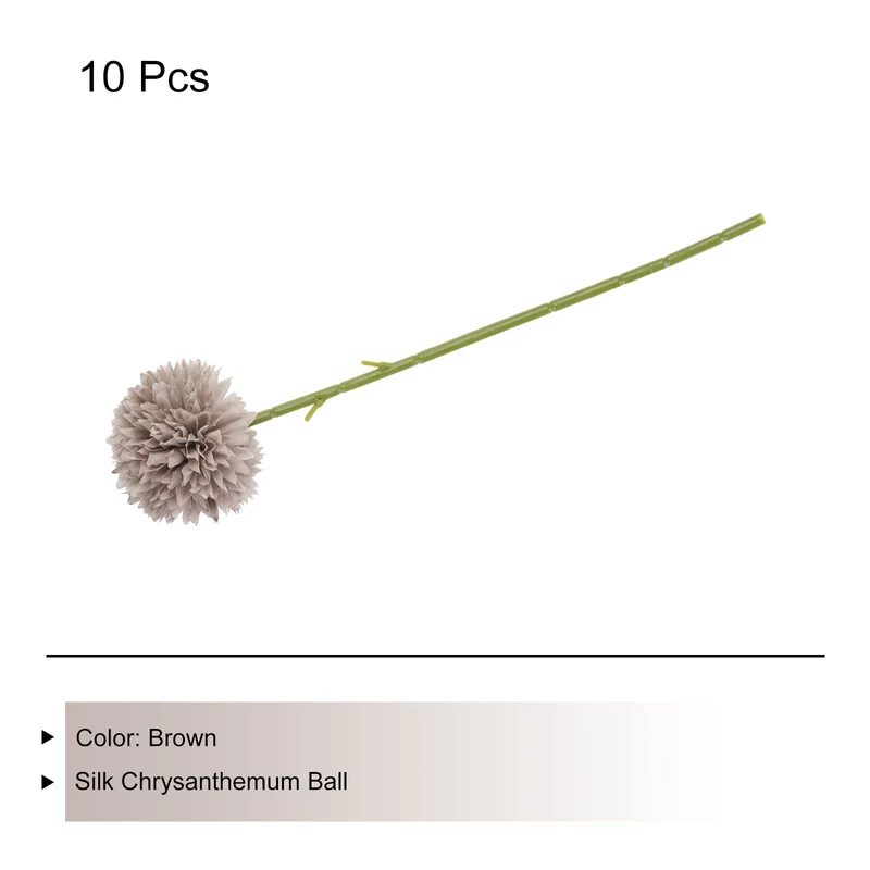 Artificial Flower Heads, Silk Chrysanthemum Hydrangea Brown Faux Flowers 10Pcs