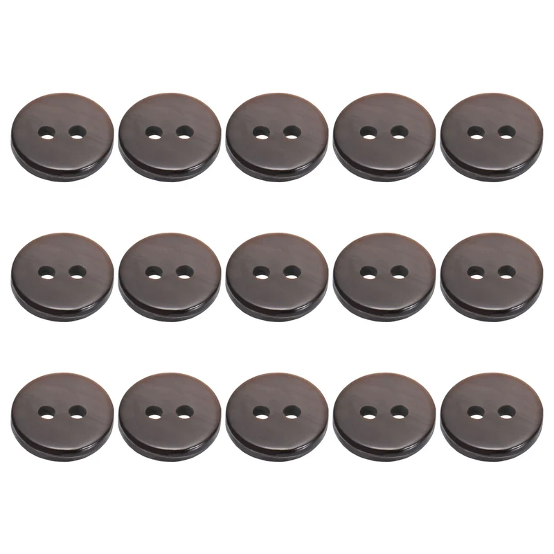 15Pcs 10mm Mother of Pearl Buttons 2 Holes Round Pearlized for Sewing Brown