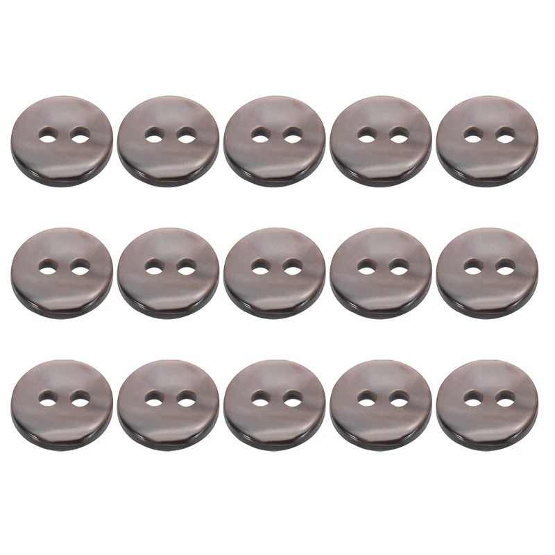 15Pcs 9mm Mother of Pearl Buttons 2 Holes Round Pearlized for Sewing Brown
