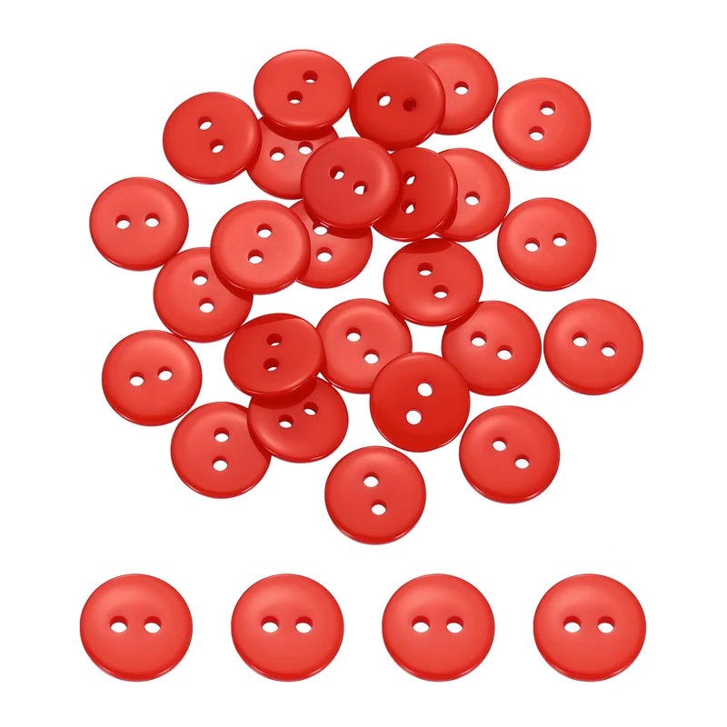 25 Pcs 12.5mm Resin Sewing Buttons, 2 Hole for Sewing Coats Shirts, Orange Red