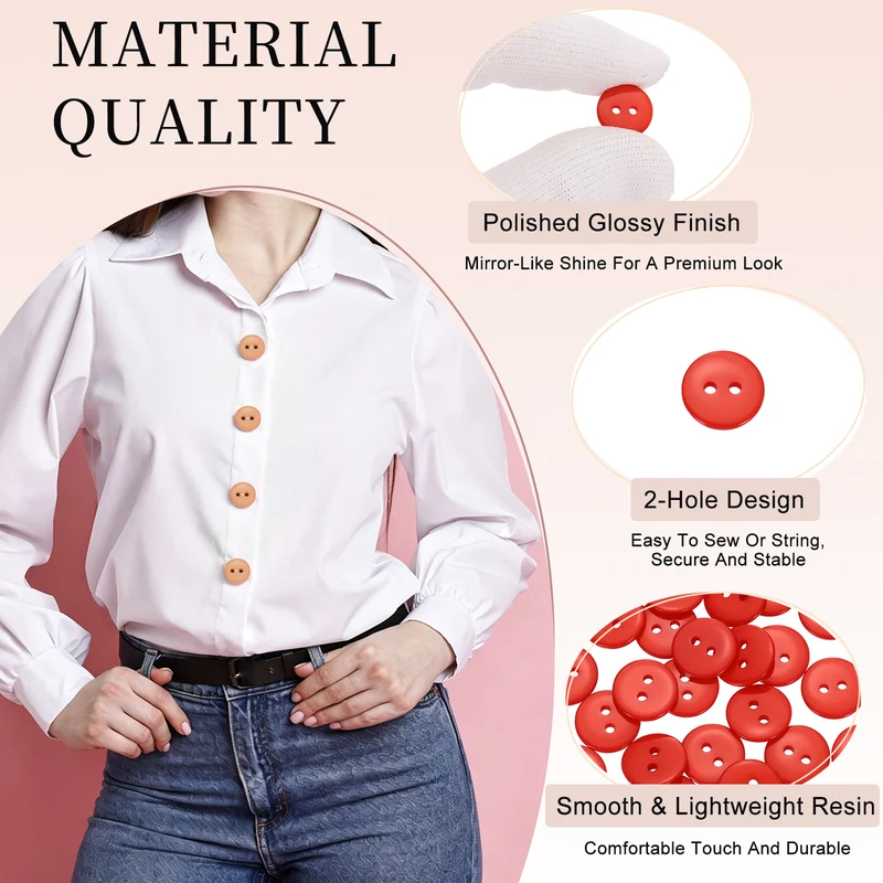 25 Pcs 12.5mm Resin Sewing Buttons, 2 Hole for Sewing Coats Shirts, Orange Red