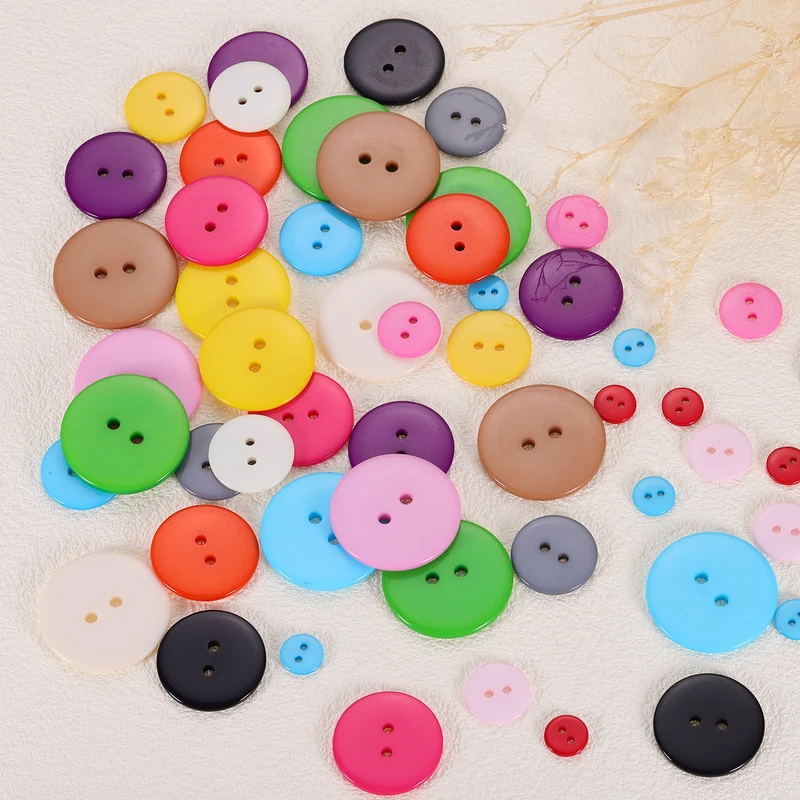 25 Pcs 10mm Resin Sewing Buttons, 2 Hole for Sewing Coats Shirts, Pink