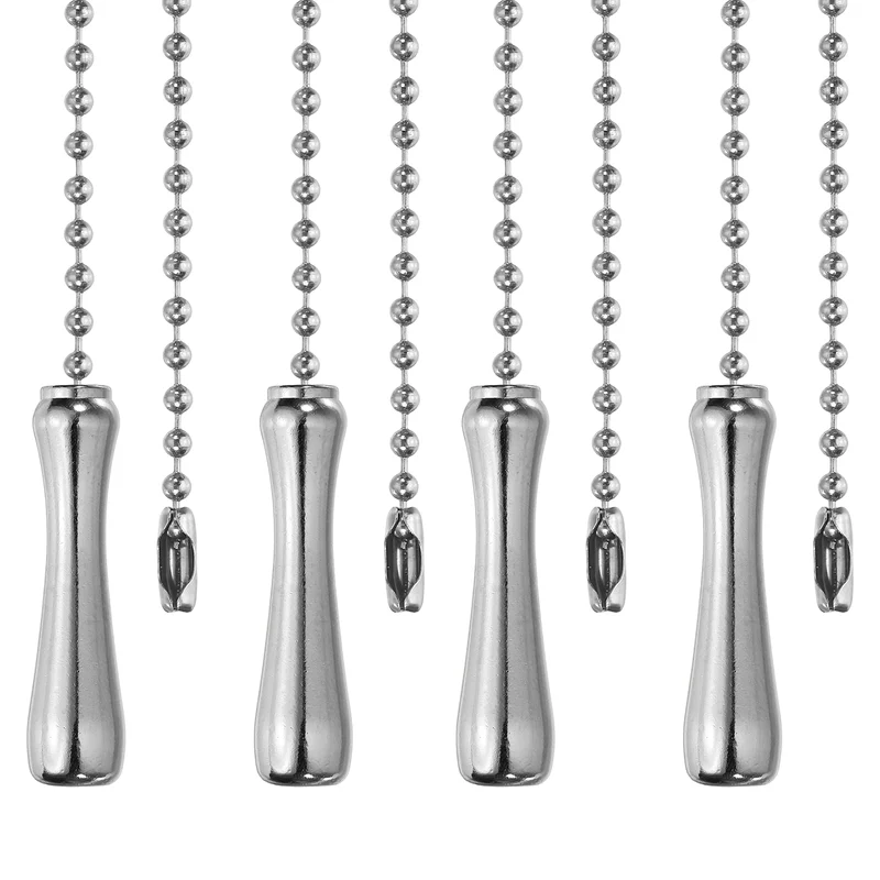 4Pcs 13" Alloy Ceiling Fan Pull Chain Handle Pendant, Silver Tone