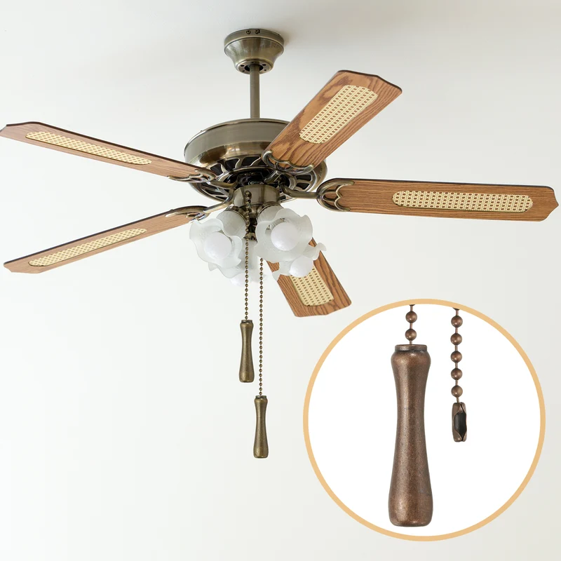 2Pcs 13" Alloy Ceiling Fan Pull Chain Handle Pendant, Red Bronze