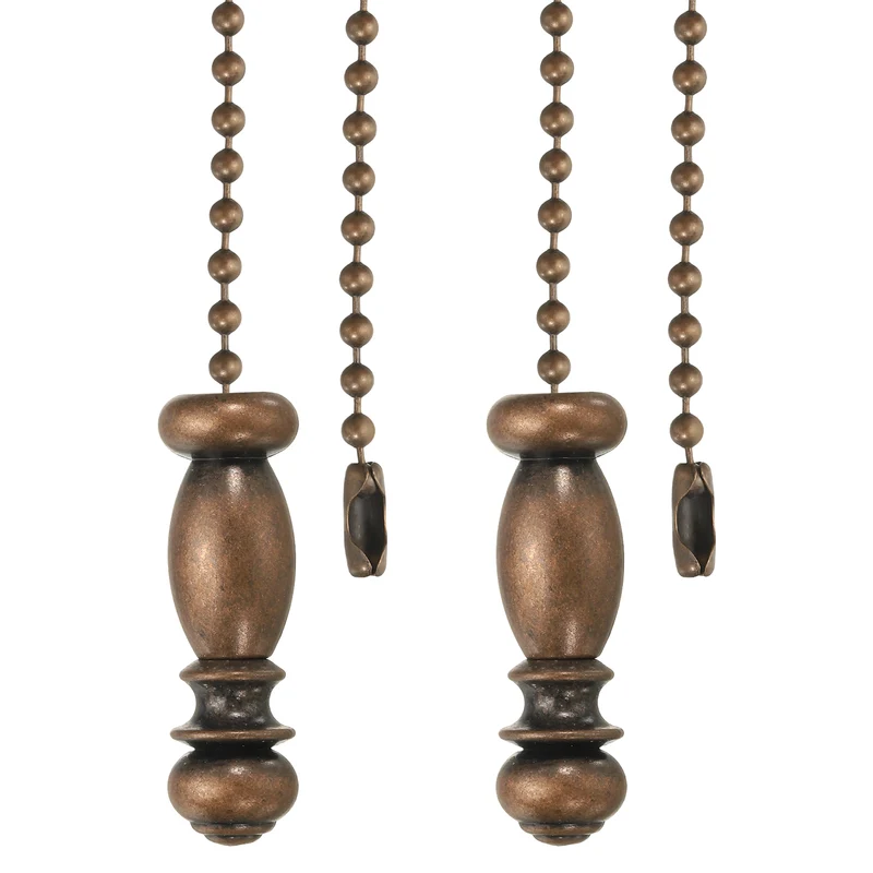 2Pcs 13.5" Alloy Ceiling Fan Pull Chain Vintage Pendant, Vintage Bronze
