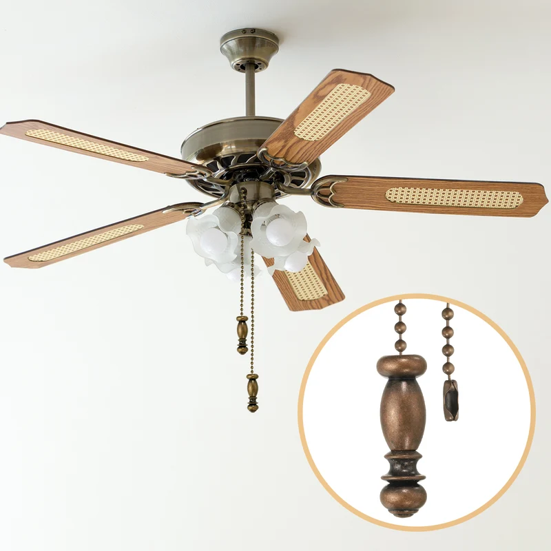 2Pcs 13.5" Alloy Ceiling Fan Pull Chain Vintage Pendant, Vintage Bronze