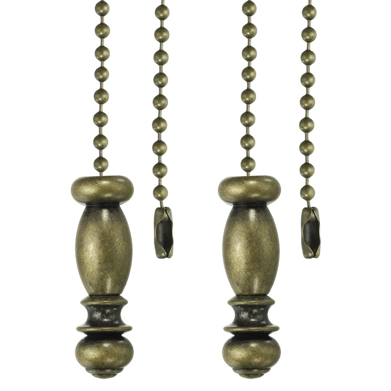 2Pcs 13.5" Alloy Ceiling Fan Pull Chain Vintage Pendant, Bronze