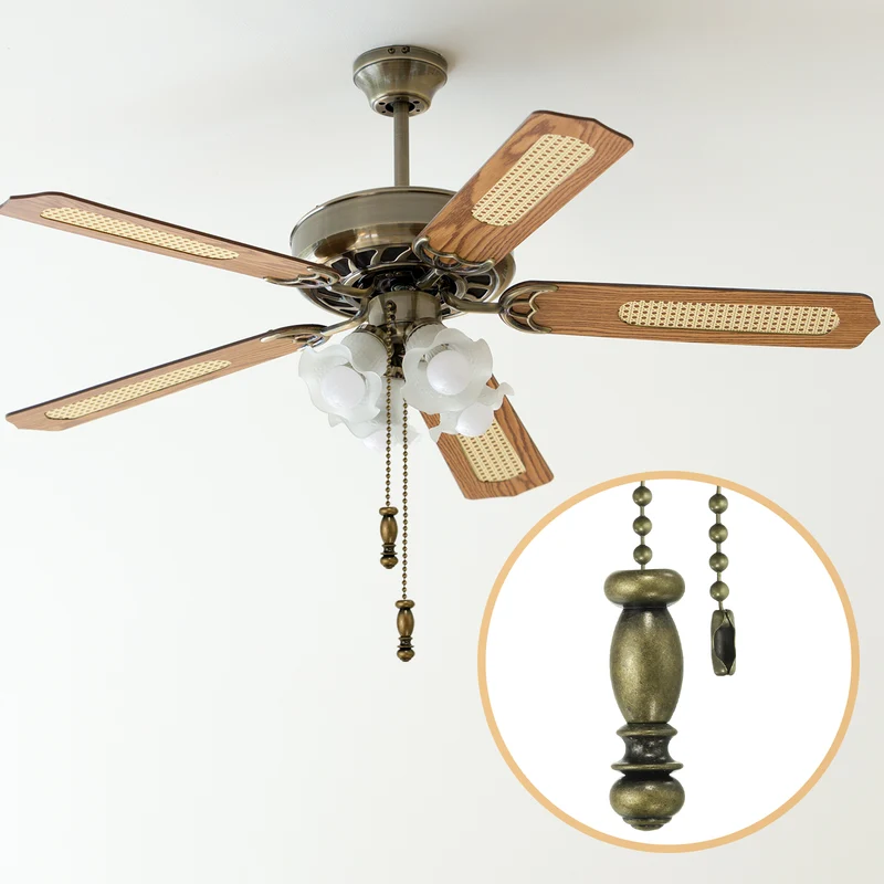 2Pcs 13.5" Alloy Ceiling Fan Pull Chain Vintage Pendant, Bronze