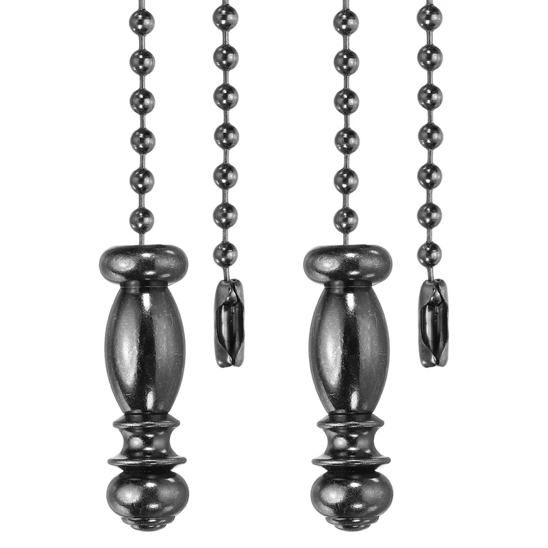 2Pcs 13.5" Alloy Ceiling Fan Pull Chain Vintage Pendant, Black