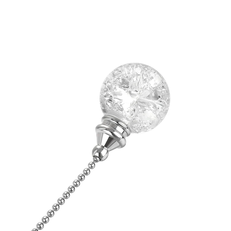 20 Inch Ceiling Fan Pull Chain Extension Ice Cracked Crystal Ball Clear 2Pcs