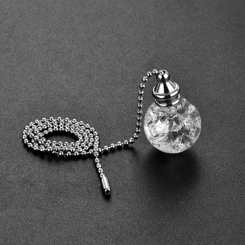 20 Inch Ceiling Fan Pull Chain Extension Ice Cracked Crystal Ball Clear 2Pcs