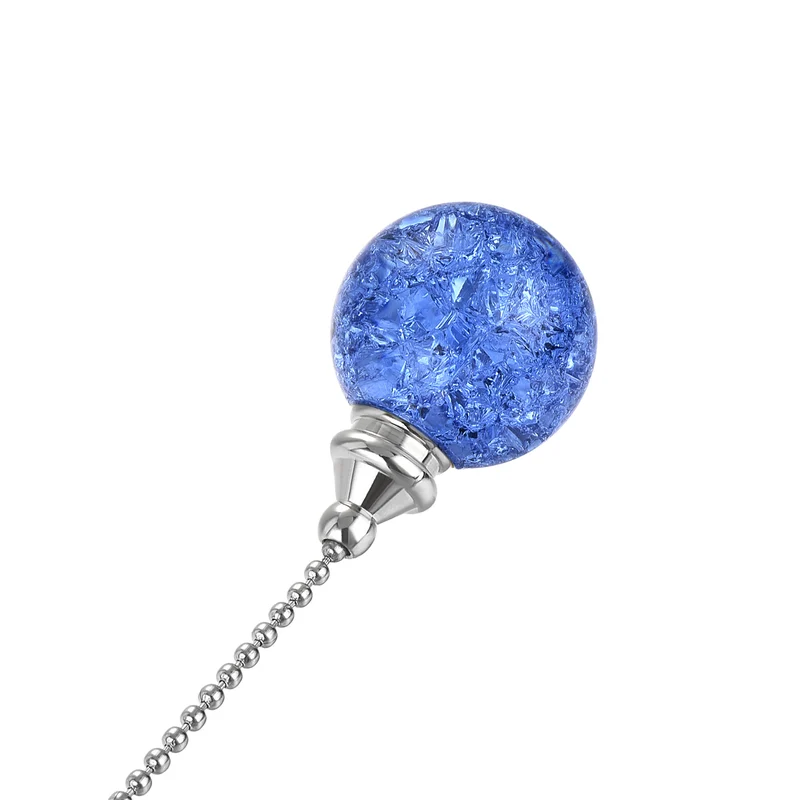 20 Inch Ceiling Fan Pull Chain Extension 30mm Ice Cracked Crystal Ball Light Blue