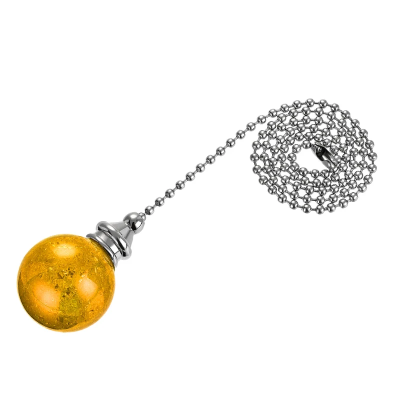 20 Inch Ceiling Fan Pull Chain Extension 30mm Ice Cracked Crystal Ball Amber