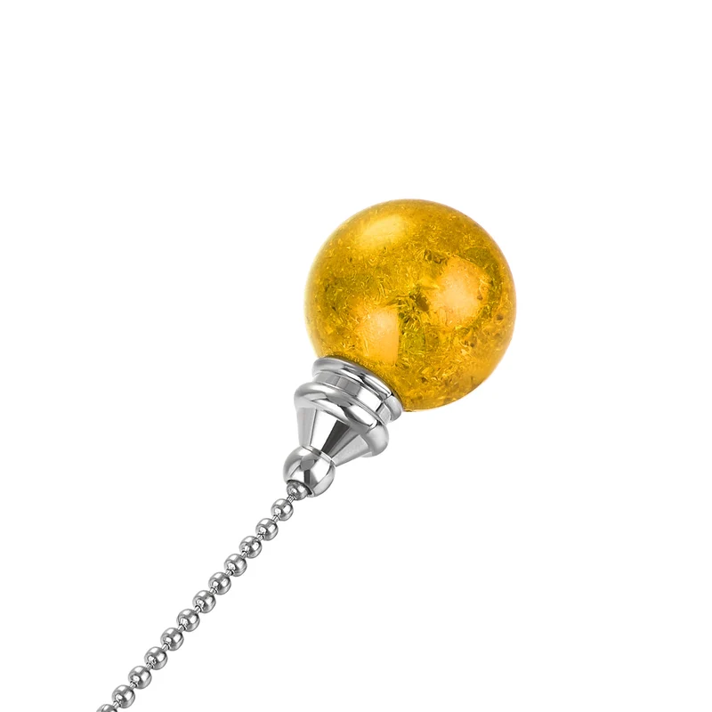 20 Inch Ceiling Fan Pull Chain Extension 30mm Ice Cracked Crystal Ball Amber