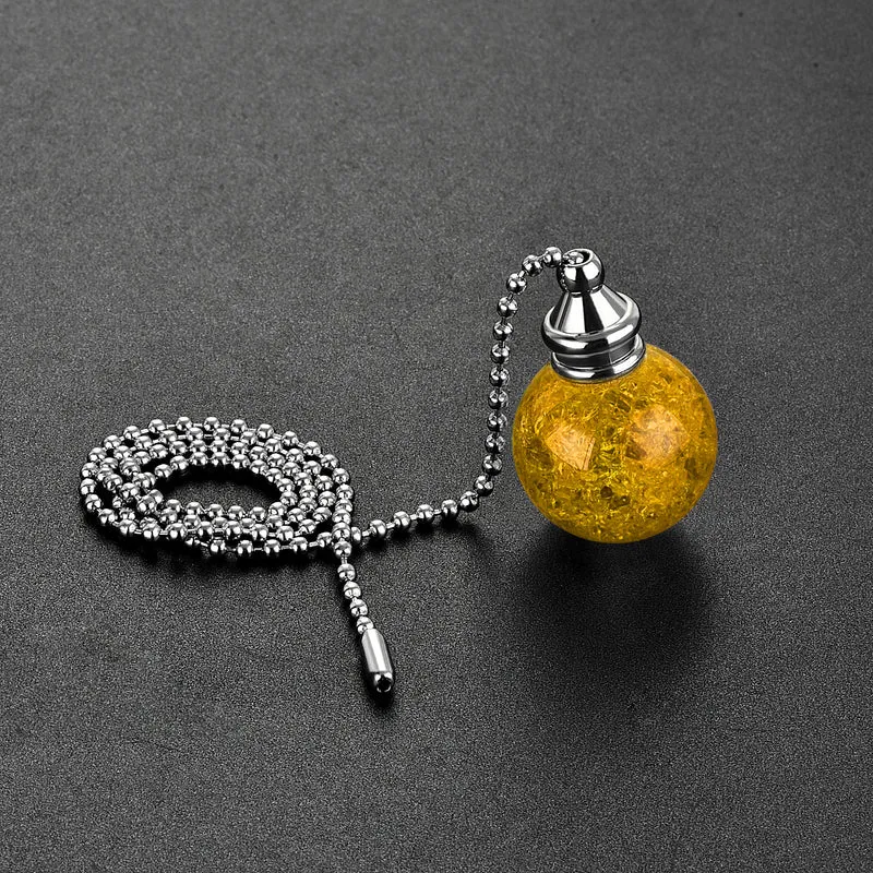 20 Inch Ceiling Fan Pull Chain Extension 30mm Ice Cracked Crystal Ball Amber