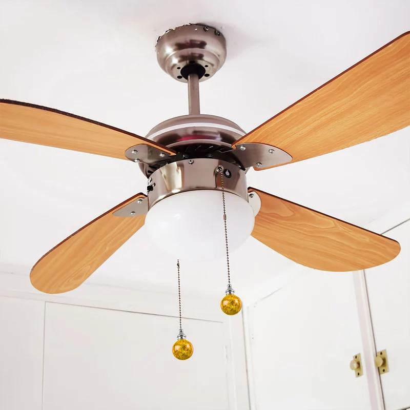 20 Inch Ceiling Fan Pull Chain Extension 30mm Ice Cracked Crystal Ball Amber