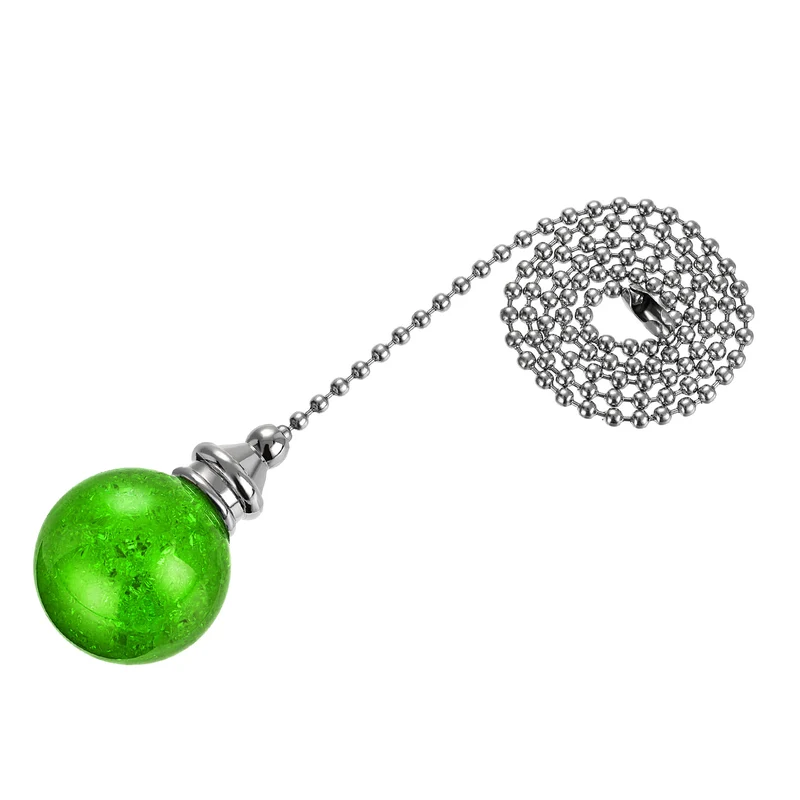 20 Inch Ceiling Fan Pull Chain Extension 30mm Ice Cracked Crystal Ball Green