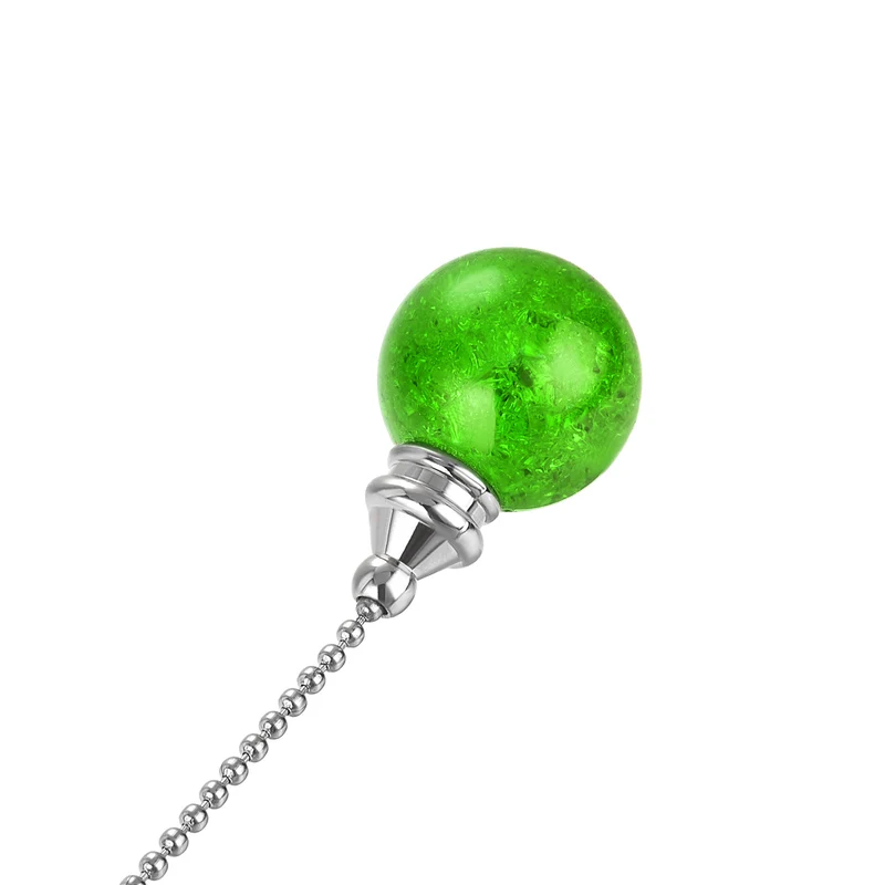 20 Inch Ceiling Fan Pull Chain Extension 30mm Ice Cracked Crystal Ball Green
