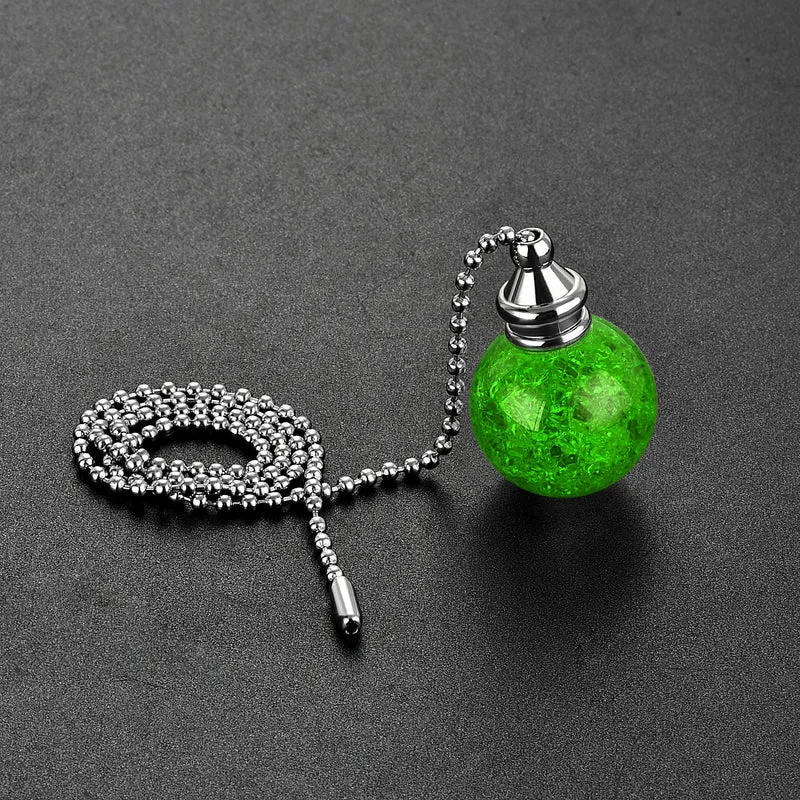 20 Inch Ceiling Fan Pull Chain Extension 30mm Ice Cracked Crystal Ball Green