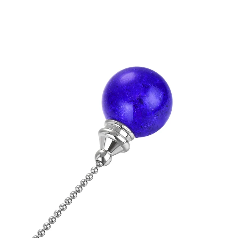 20 Inch Ceiling Fan Pull Chain Extension 30mm Ice Cracked Crystal Ball Blue