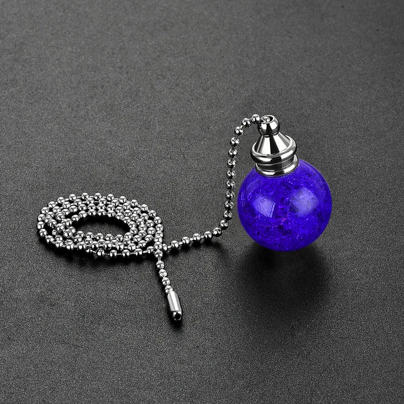 20 Inch Ceiling Fan Pull Chain Extension 30mm Ice Cracked Crystal Ball Blue