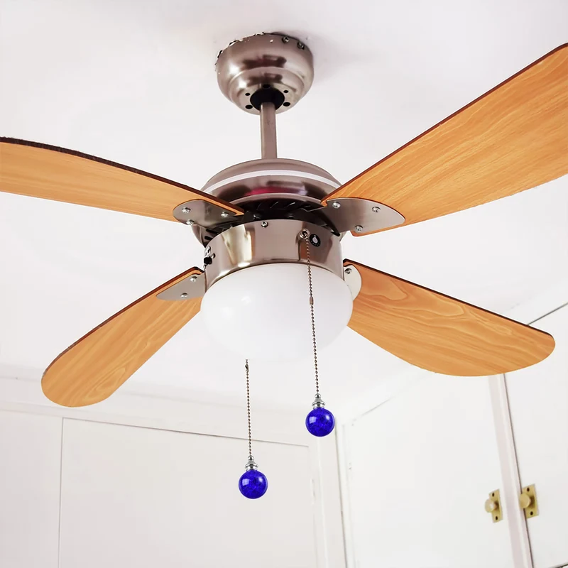 20 Inch Ceiling Fan Pull Chain Extension 30mm Ice Cracked Crystal Ball Blue