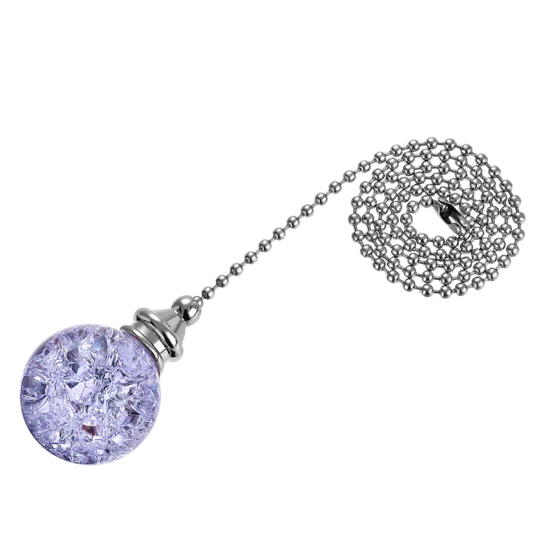 20 Inch Ceiling Fan Pull Chain Extension 30mm Ice Cracked Crystal Ball Purple