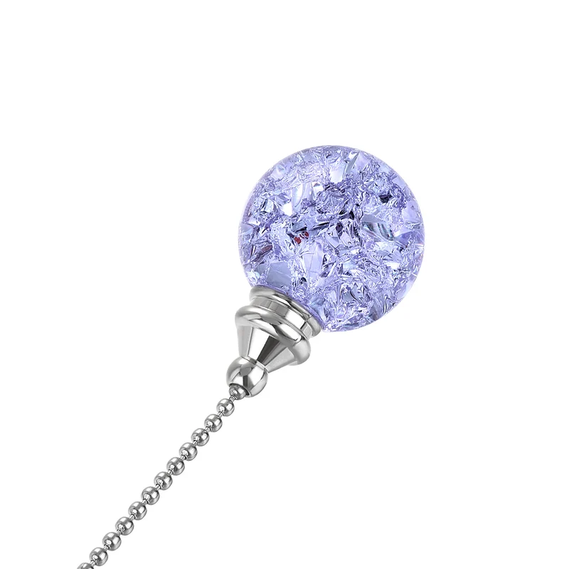 20 Inch Ceiling Fan Pull Chain Extension 30mm Ice Cracked Crystal Ball Purple