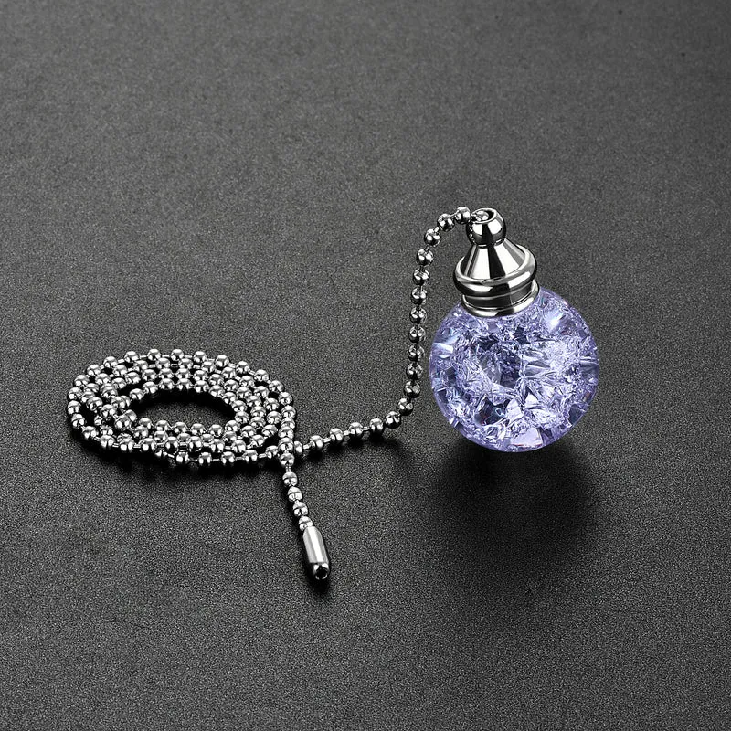 20 Inch Ceiling Fan Pull Chain Extension 30mm Ice Cracked Crystal Ball Purple