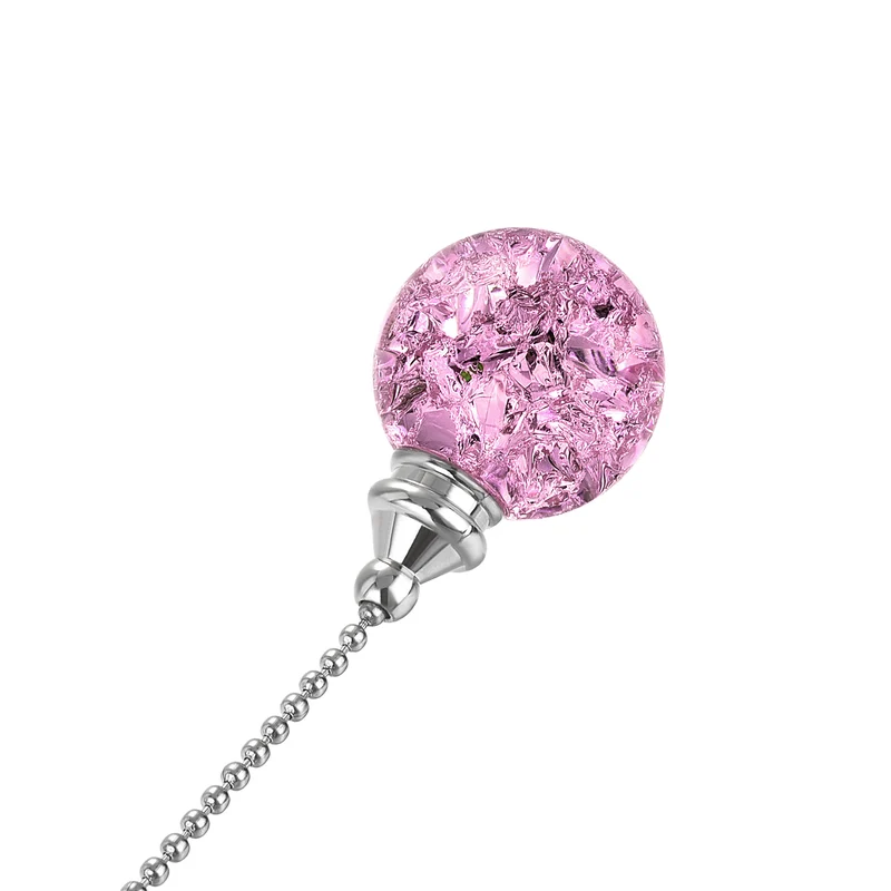 20 Inch Ceiling Fan Pull Chain Extension 30mm Ice Cracked Crystal Ball Pink
