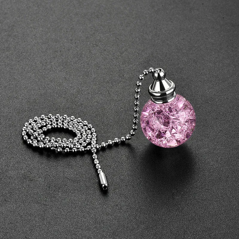 20 Inch Ceiling Fan Pull Chain Extension 30mm Ice Cracked Crystal Ball Pink