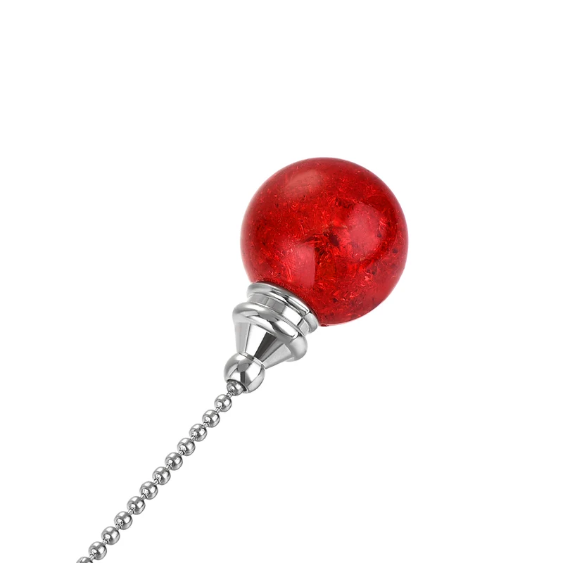 20 Inch Ceiling Fan Pull Chain Extension 30mm Ice Cracked Crystal Ball Red
