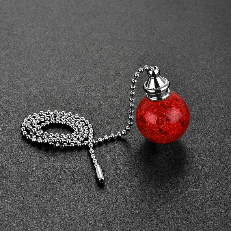 20 Inch Ceiling Fan Pull Chain Extension 30mm Ice Cracked Crystal Ball Red