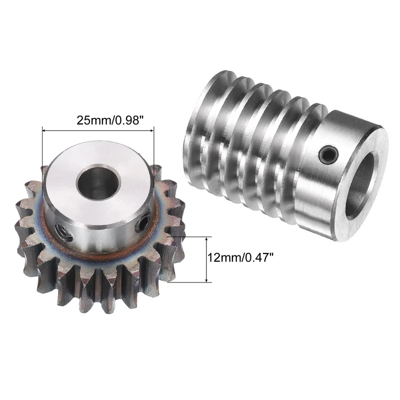 Worm Gear Set 1.5 Module 20:1 Reduction Rate Gear-8mm ID 33mm OD, Rod 15mm Bore