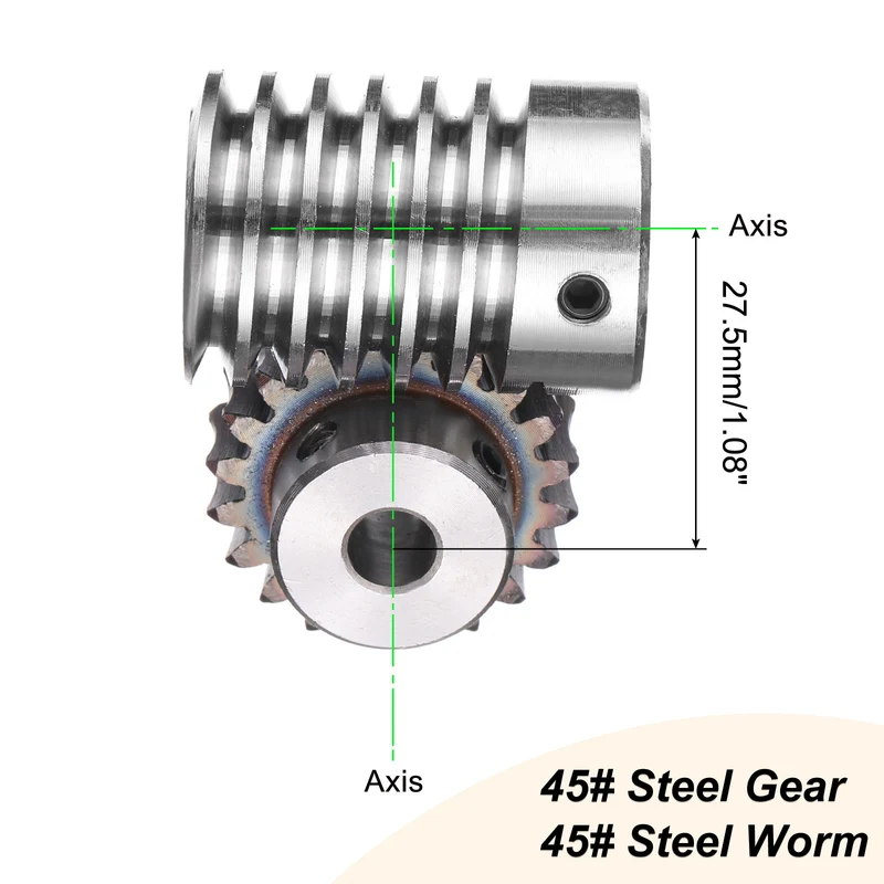 Worm Gear Set 1.5 Module 20:1 Reduction Rate Gear-8mm ID 33mm OD, Rod 15mm Bore