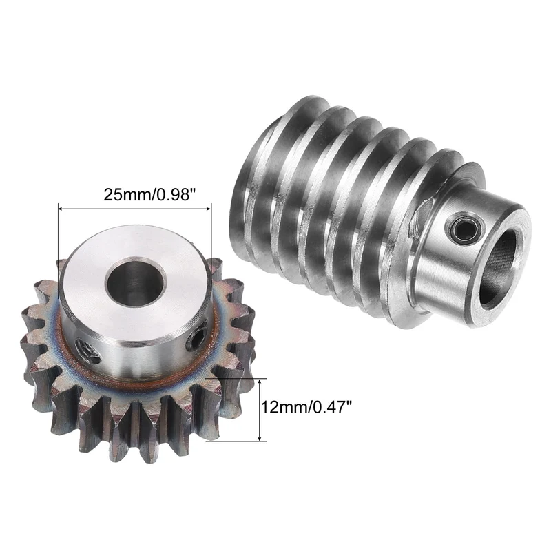 Worm Gear Set 1.5 Module 20:1 Reduction Rate Gear-8mm ID 33mm OD, Rod 12mm Bore