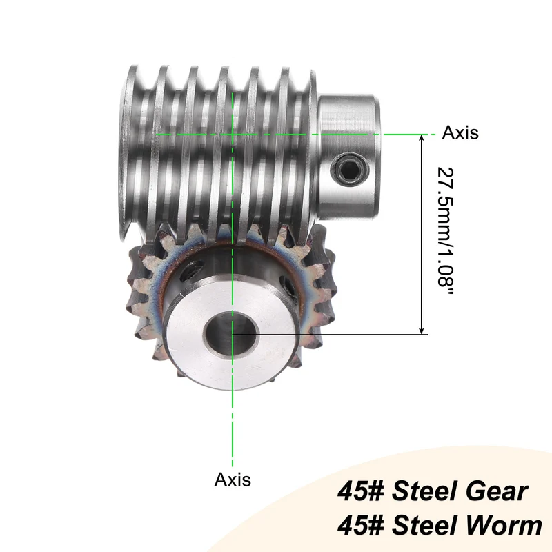 Worm Gear Set 1.5 Module 20:1 Reduction Rate Gear-8mm ID 33mm OD, Rod 12mm Bore