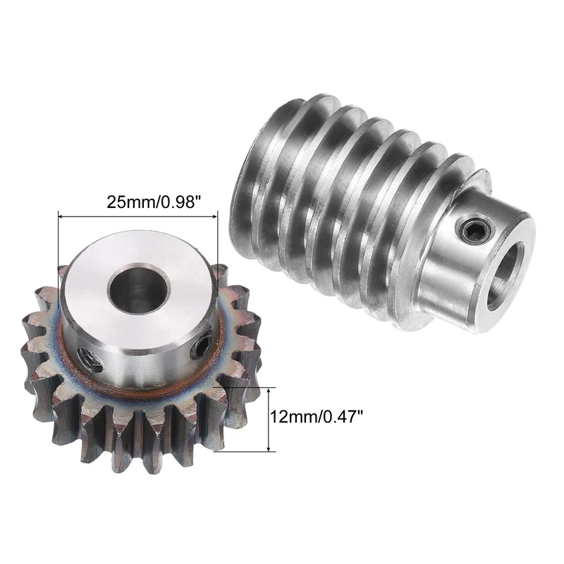 Worm Gear Set 1.5 Module 20:1 Reduction Rate Gear-8mm ID 33mm OD Rod 10mm Bore