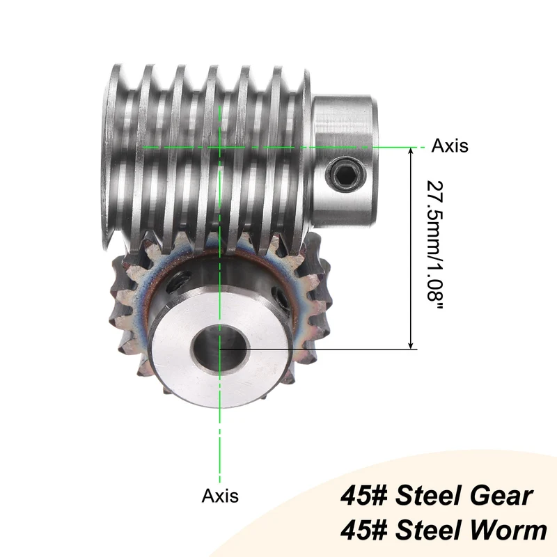 Worm Gear Set 1.5 Module 20:1 Reduction Rate Gear-8mm ID 33mm OD Rod 10mm Bore