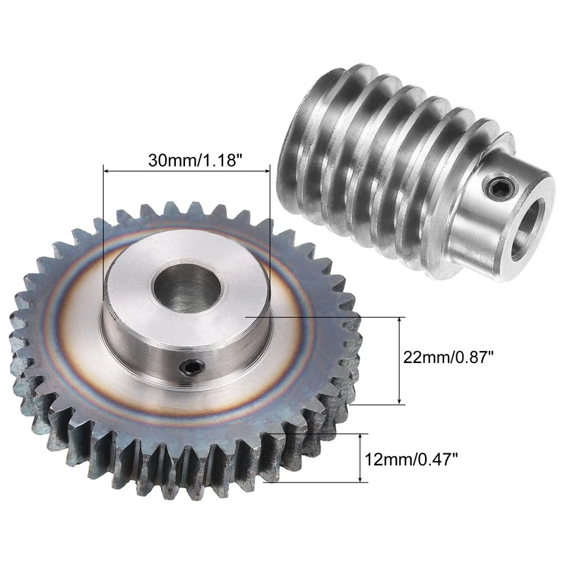 Worm Gear Set 1.5 Module 40:1 Reduction Rate Gear-12mm ID 63mm OD Rod 10mm Bore