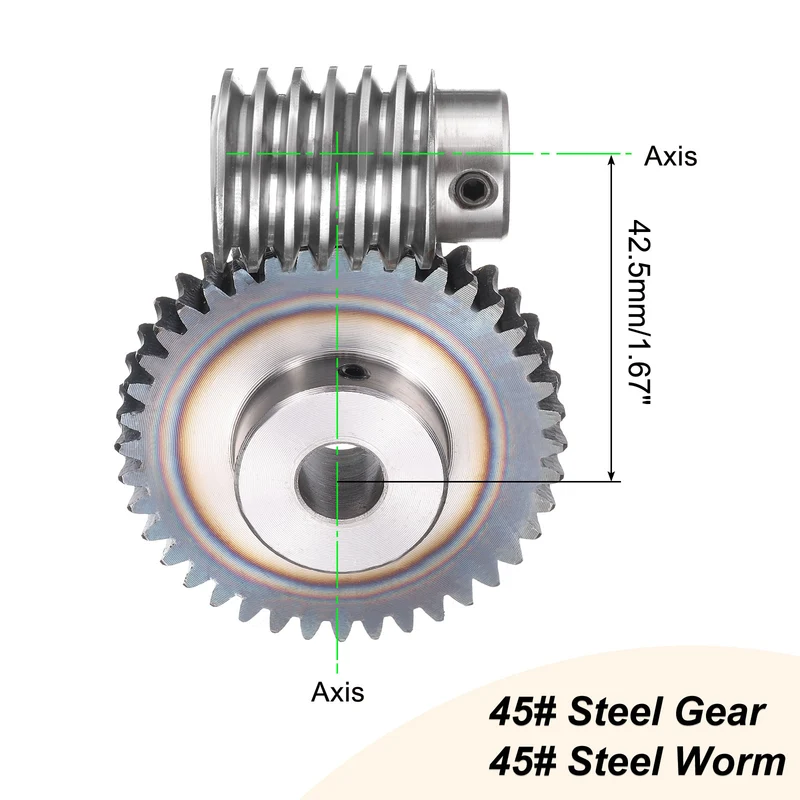 Worm Gear Set 1.5 Module 40:1 Reduction Rate Gear-12mm ID 63mm OD Rod 10mm Bore