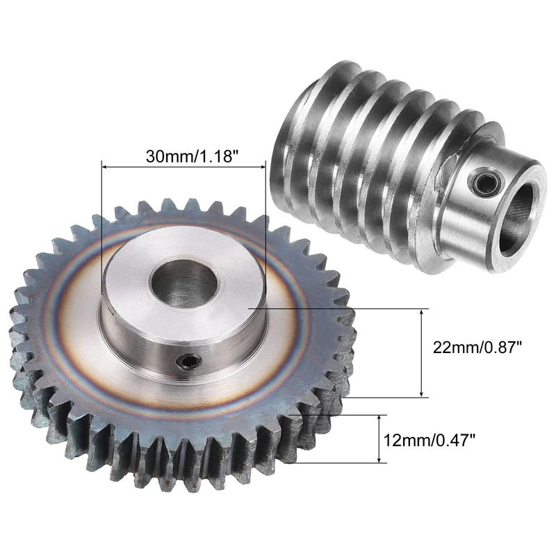 Worm Gear Set 1.5 Module 40:1 Reduction Rate Gear-12mm ID 63mm OD, Rod 12mm Bore