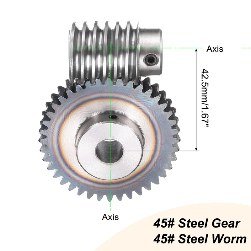 Worm Gear Set 1.5 Module 40:1 Reduction Rate Gear-12mm ID 63mm OD, Rod 12mm Bore